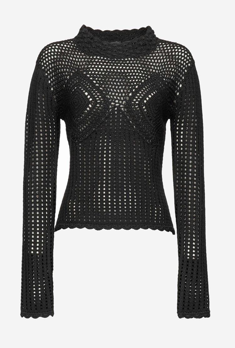 Women's Pinko Crochet Sweaters Black | Canada-53480199