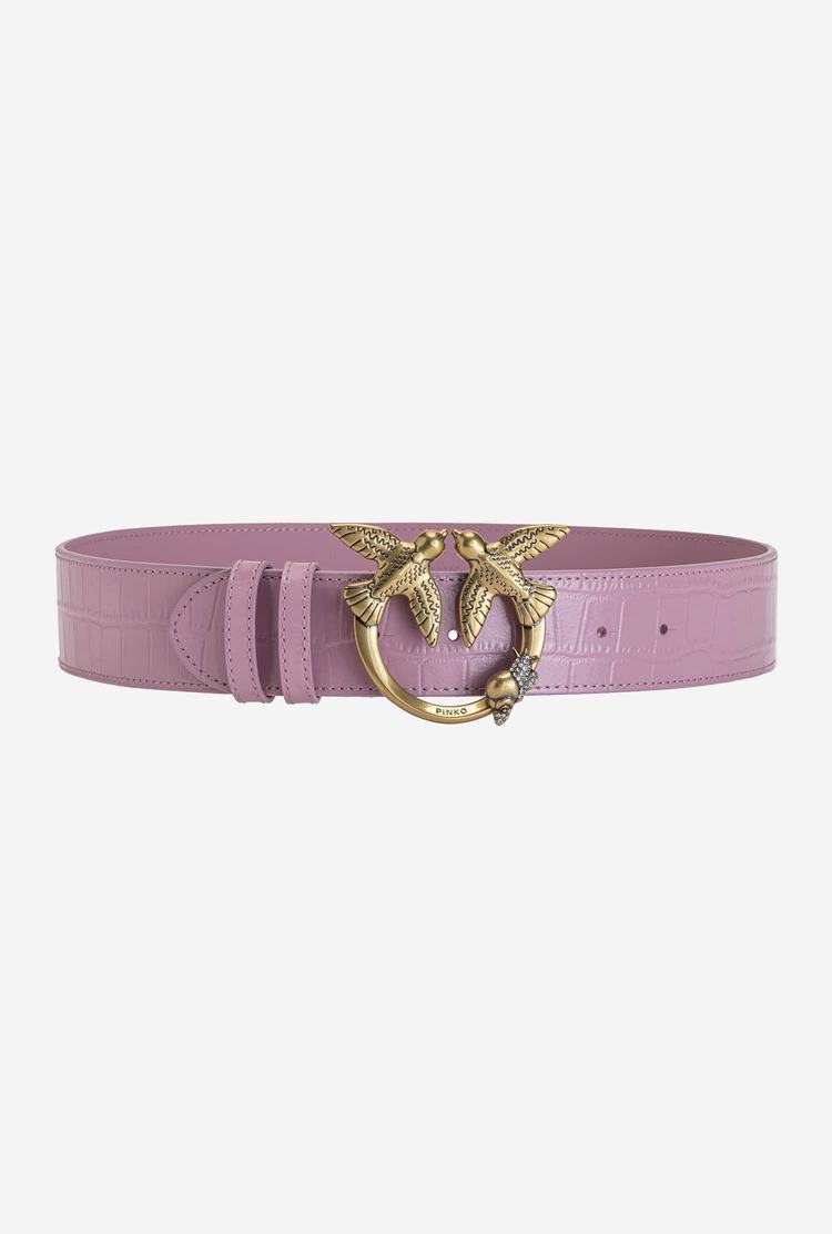 Women's Pinko Crocodile Print Belts Pink Gold | Canada-40168579