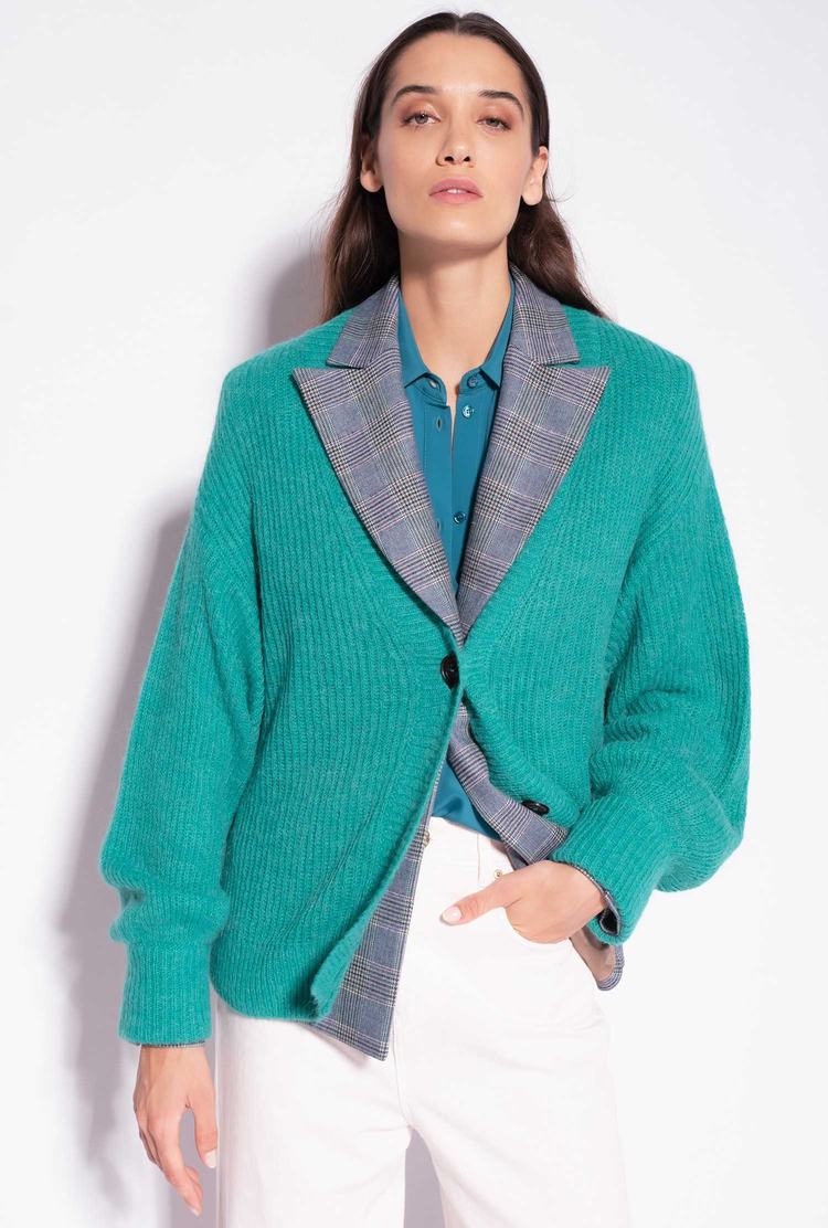 Women's Pinko Cropped Rib-knit Cardigan Turquoise | Canada-10287599