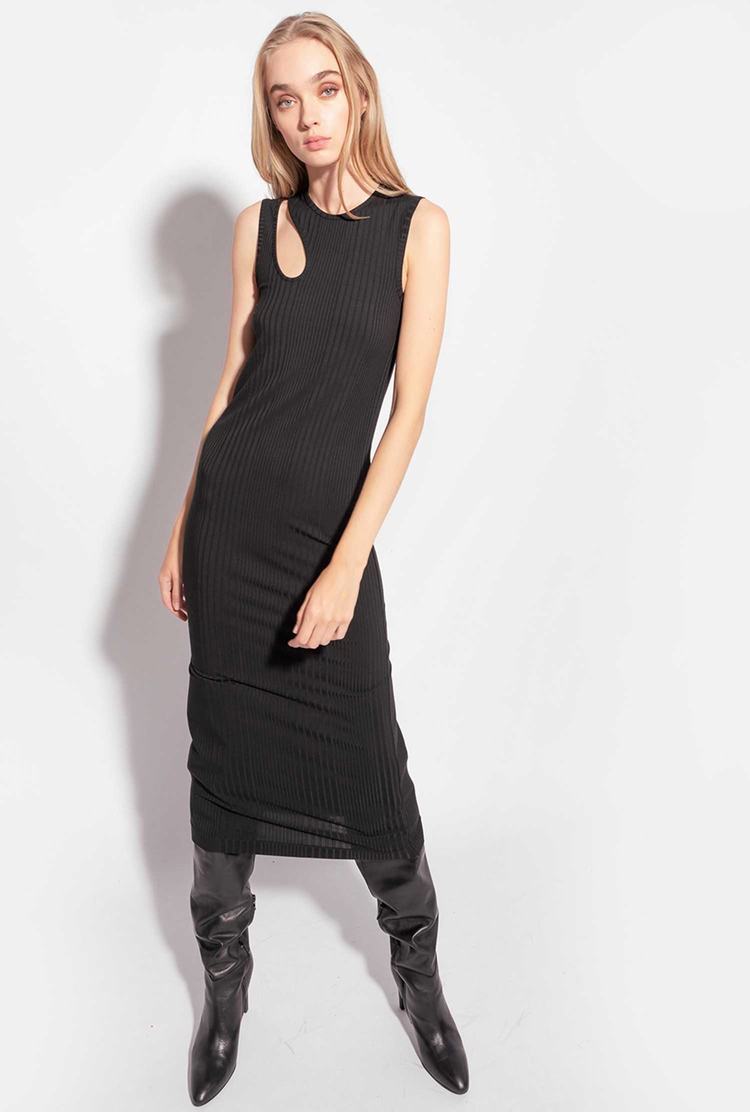 Women's Pinko Cut-out Detail Dress Black | Canada-47638509