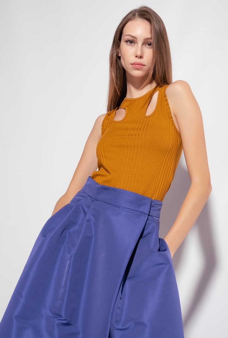 Women's Pinko Cut-out Tanks Gold | Canada-79165349