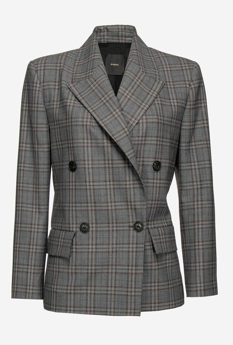Women's Pinko Double-breasted Blazers Dark Grey | Canada-12703899