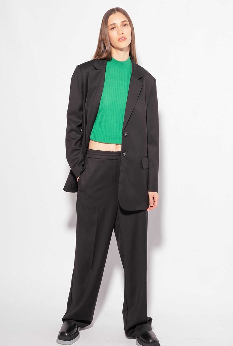 Women's Pinko Elastic Waist Pants Black | Canada-53786099