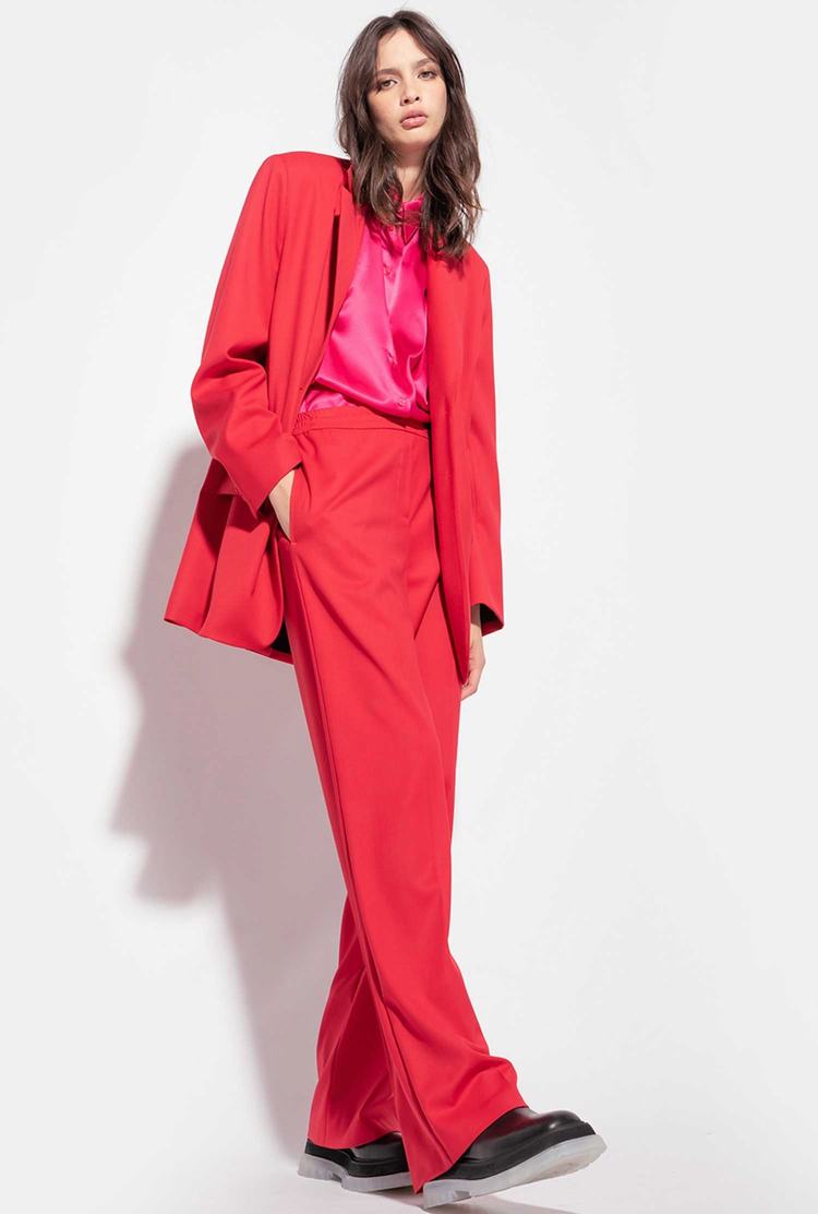 Women's Pinko Elastic Waist Pants Red | Canada-59073419
