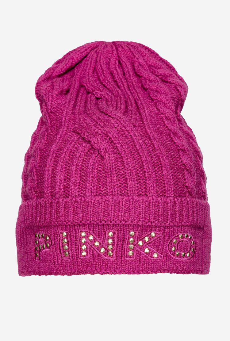 Women's Pinko Embroidered Beanie Fuchsia | Canada-97623849