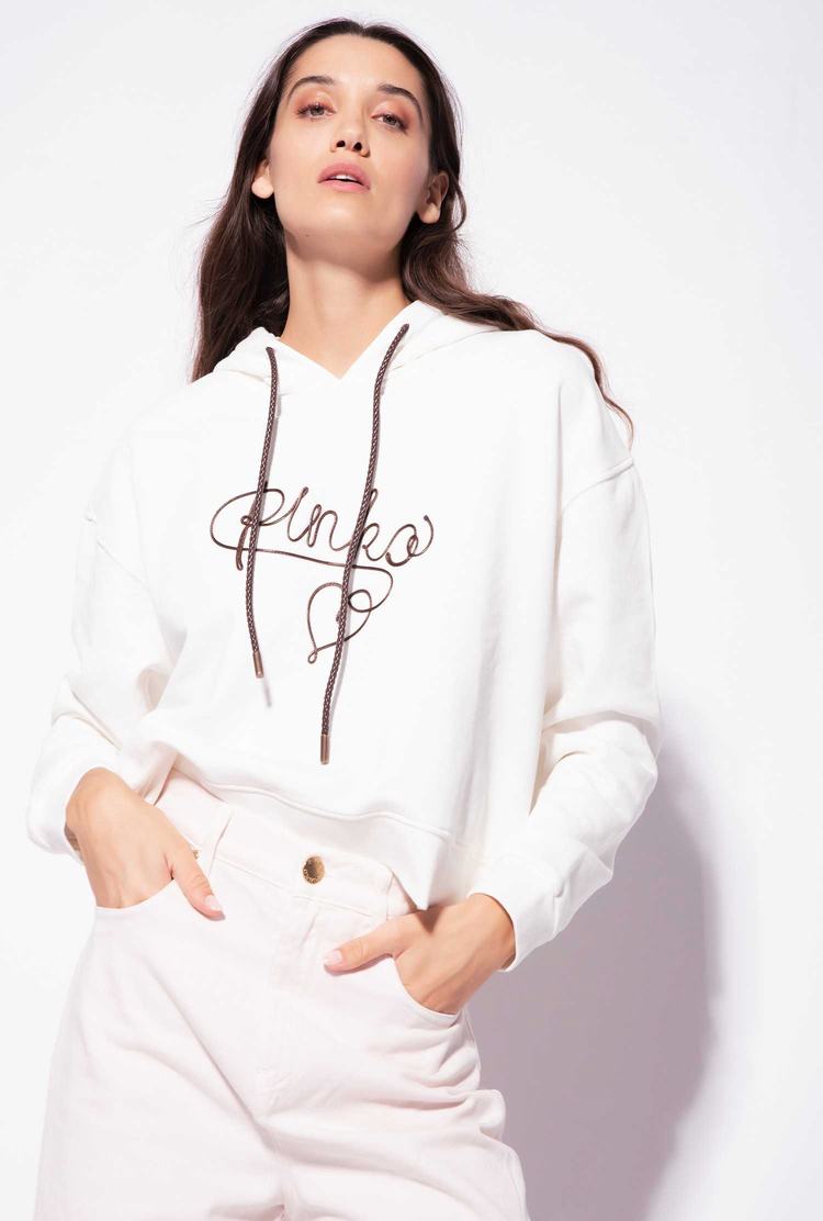 Women's Pinko Embroidery Sweatshirt White | Canada-89067539
