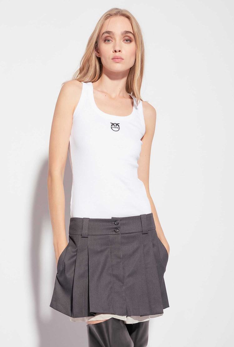 Women's Pinko Embroidery Tanks White | Canada-94251679