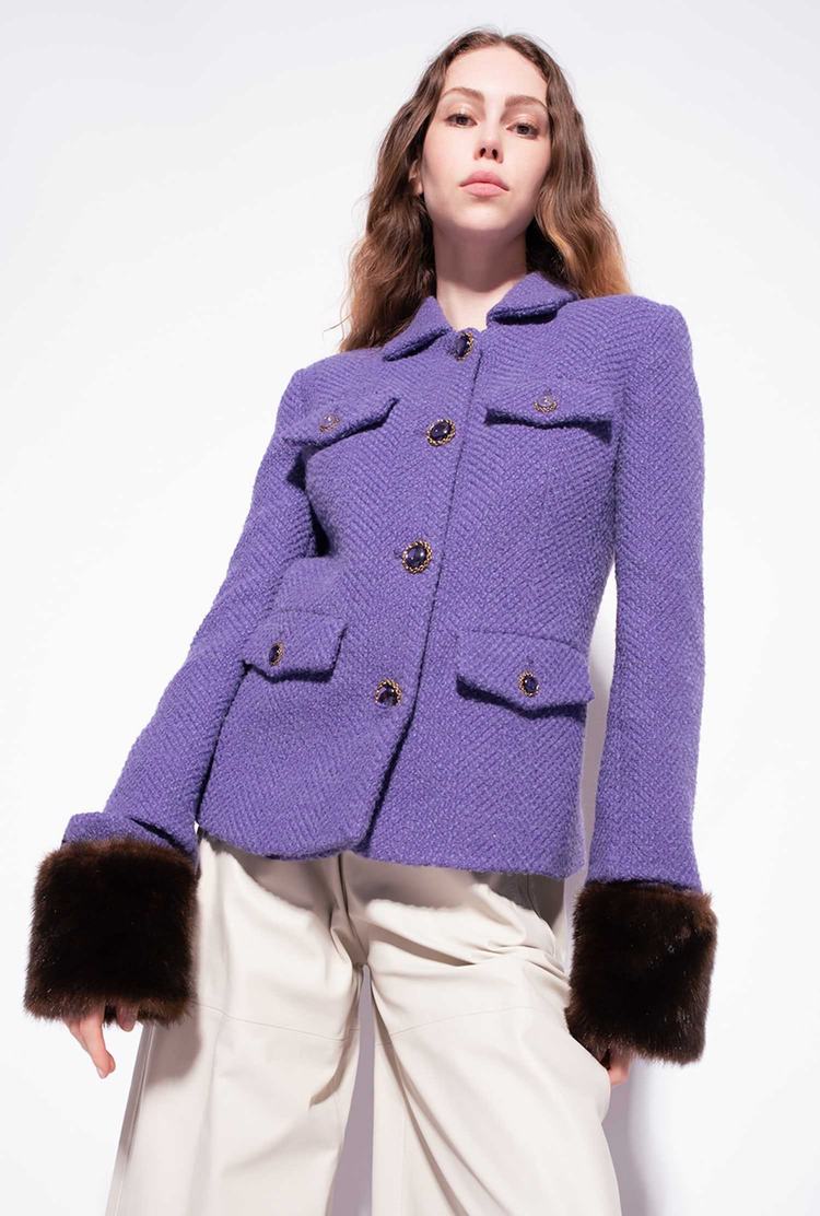Women's Pinko Faux Fur Jackets Purple | Canada-86092179