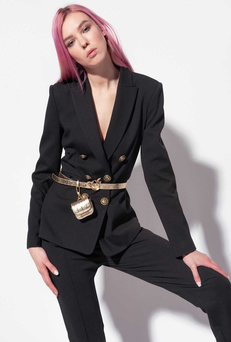 Women's Pinko Feminine Double-breasted Jackets Black | Canada-24183709