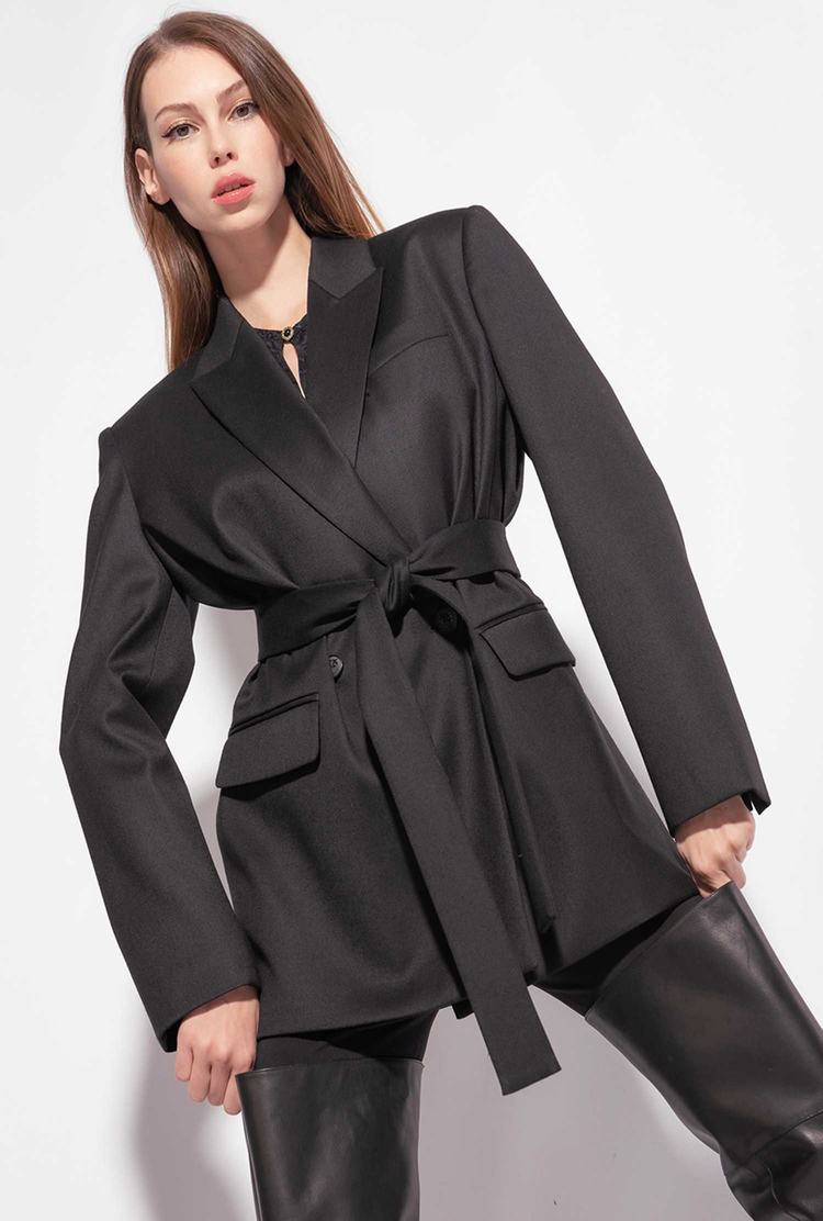 Women's Pinko Flannel Blazers Black | Canada-95847619