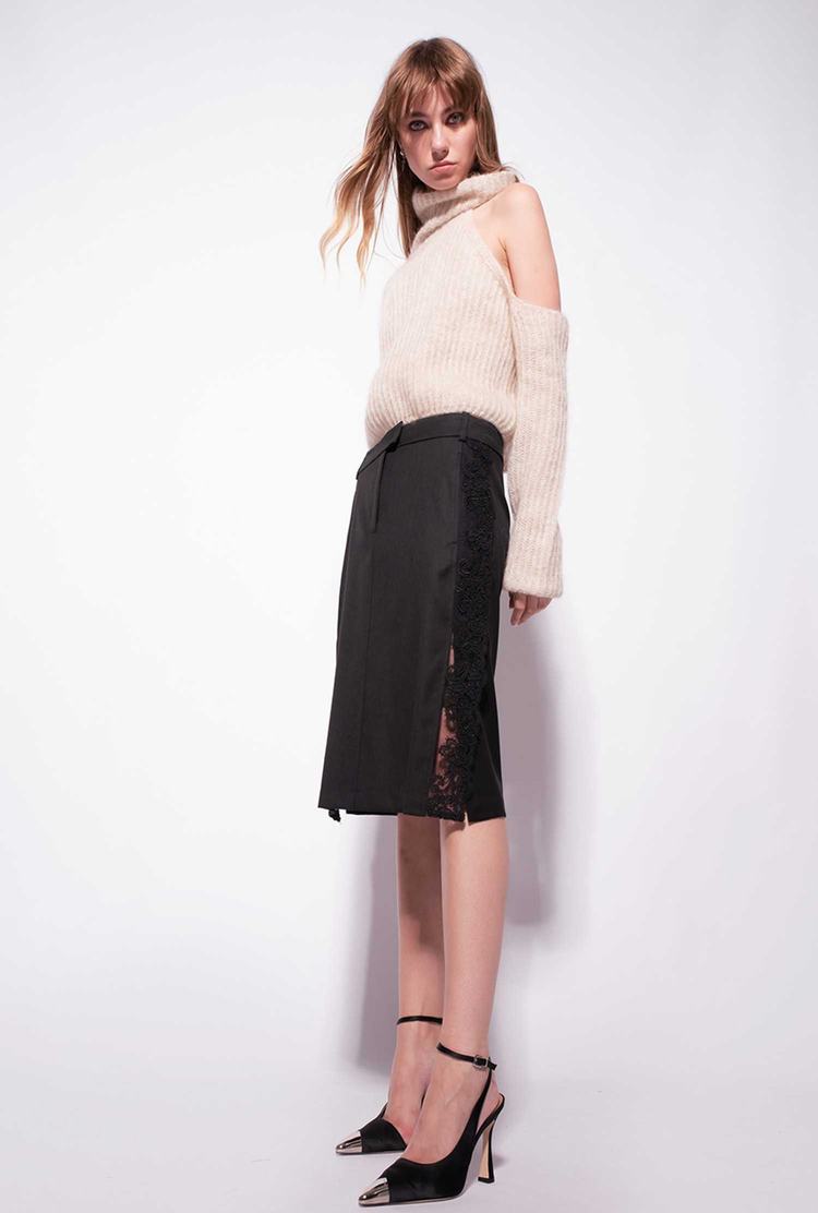 Women's Pinko Flannel Midi Skirts Black | Canada-89471329