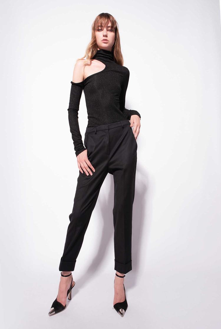 Women's Pinko Flannel Pants Black | Canada-59761209