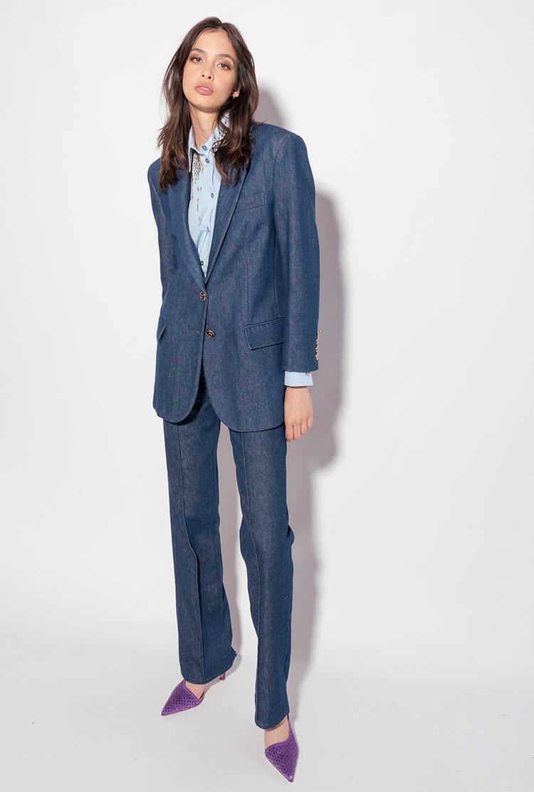 Women's Pinko Flared Flat-wash Denim Jeans Blue | Canada-31297459