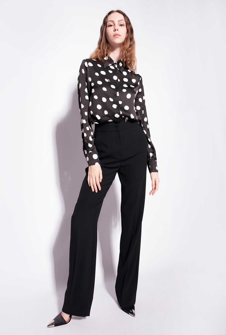 Women's Pinko Flared Poly Crepe Pants Black | Canada-18062799
