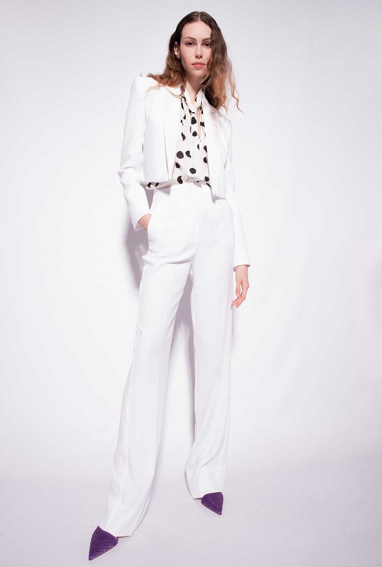 Women's Pinko Flared Poly Crepe Pants White | Canada-76419239
