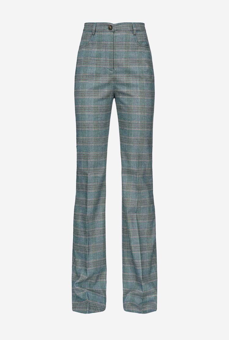 Women's Pinko Flared Prince-of-wales Flannel Pants Turquoise/Pink | Canada-61358029