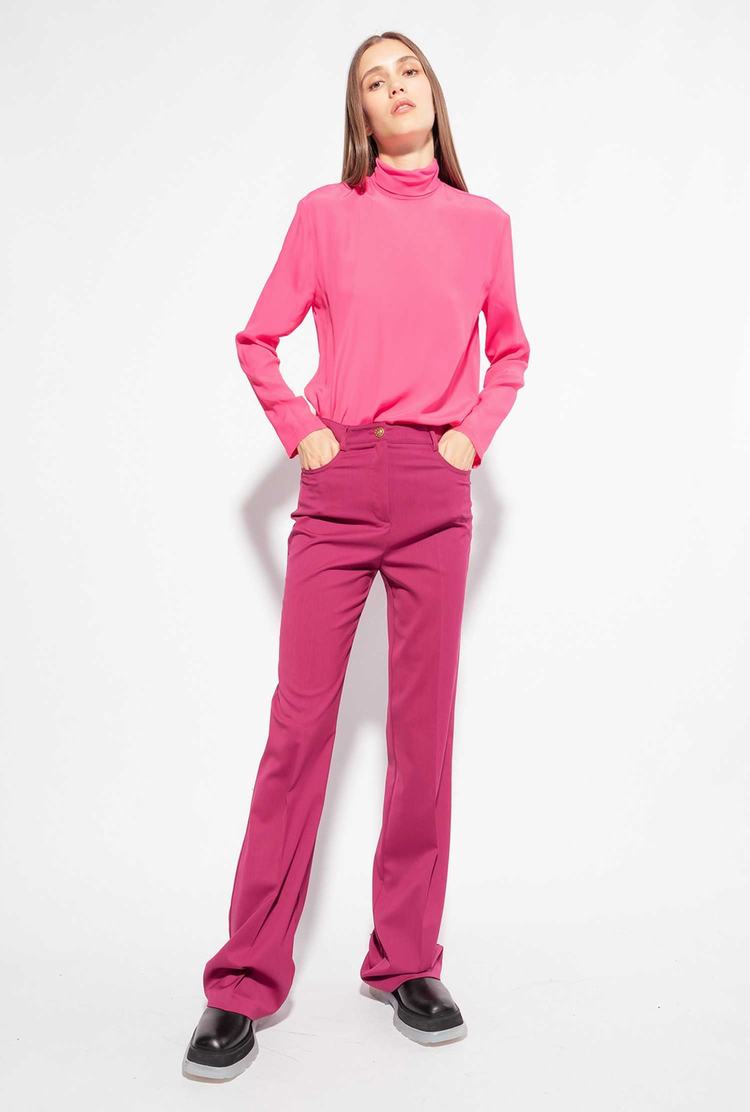 Women's Pinko Flared Stretch Pants Fuchsia | Canada-87901659