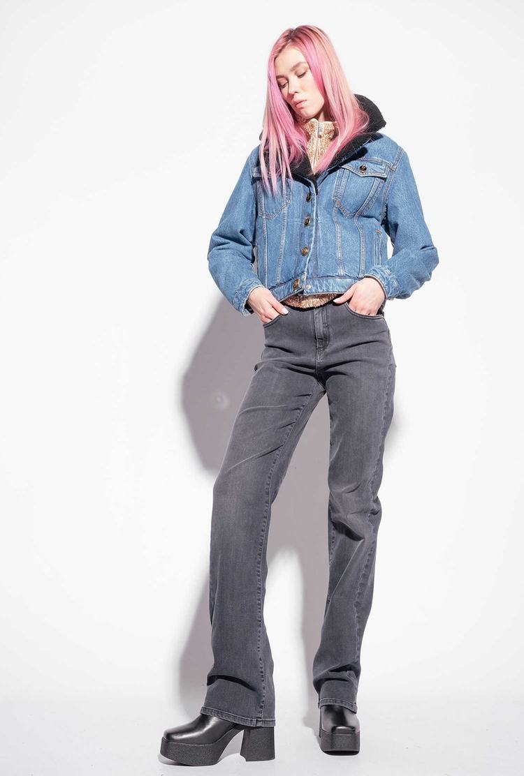 Women's Pinko Flared Vintage Black Denim Jeans Grey | Canada-17305649