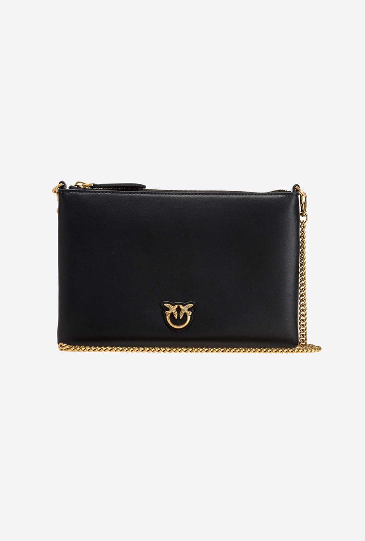 Women's Pinko Flat Love Bag Simply Crossbody Bags Black Gold | Canada-20378549