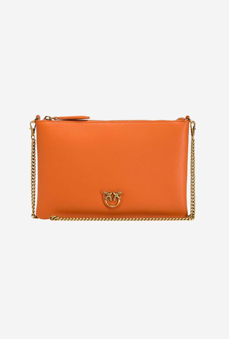 Women's Pinko Flat Love Bag Simply Crossbody Bags Orange Gold | Canada-28913749