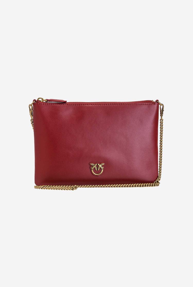 Women's Pinko Flat Love Bag Simply Crossbody Bags Red Gold | Canada-40359829