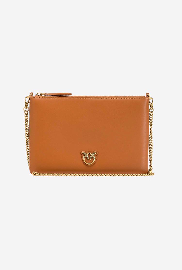 Women's Pinko Flat Love Bag Simply Crossbody Bags Brown Gold | Canada-61502399