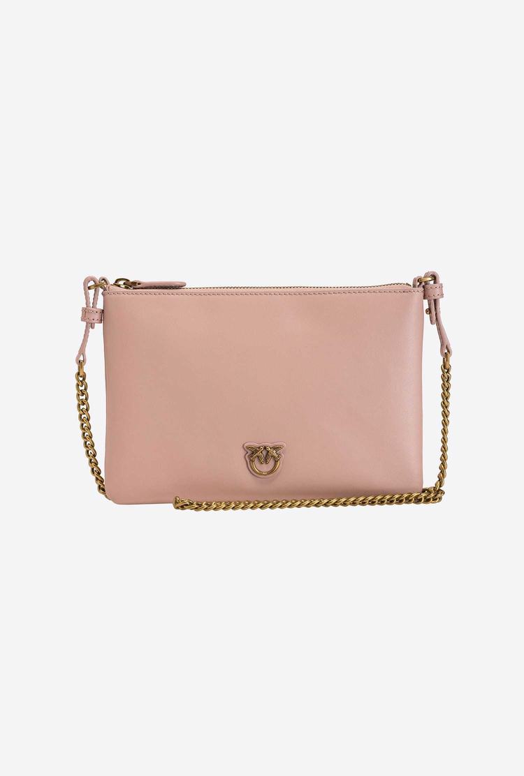 Women's Pinko Flat Love Bag Simply Shoulder Bags Pink Gold | Canada-27931869