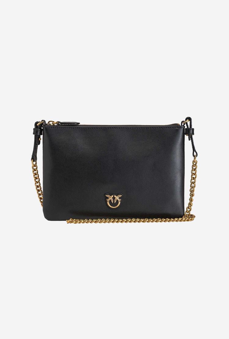 Women's Pinko Flat Love Bag Simply Shoulder Bags Black Gold | Canada-31204789