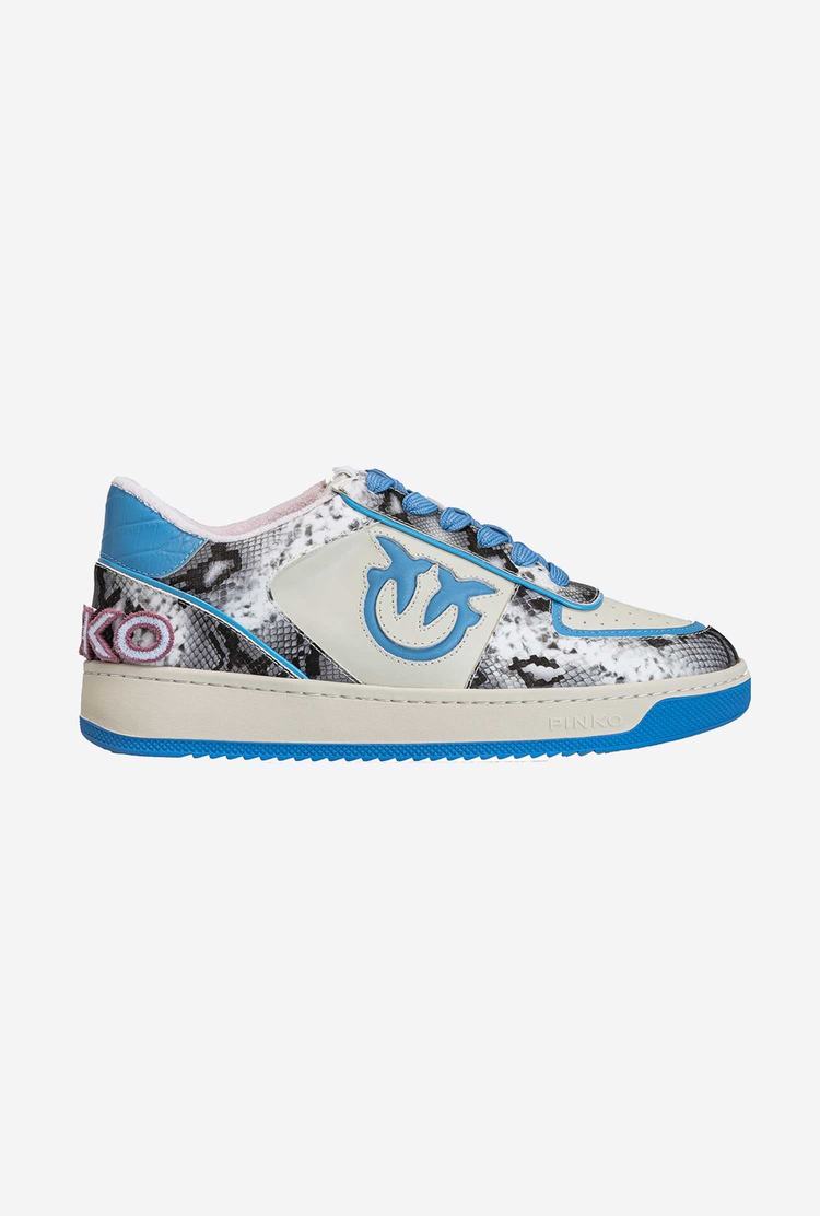 Women's Pinko Flat Reptile-print Sneakers Grey/Black/White | Canada-16392579