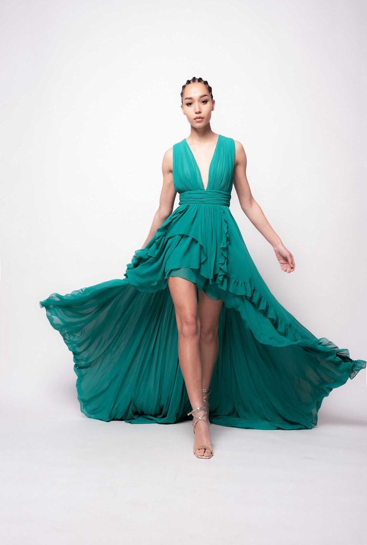 Women's Pinko Frills Dress Turquoise | Canada-75138699