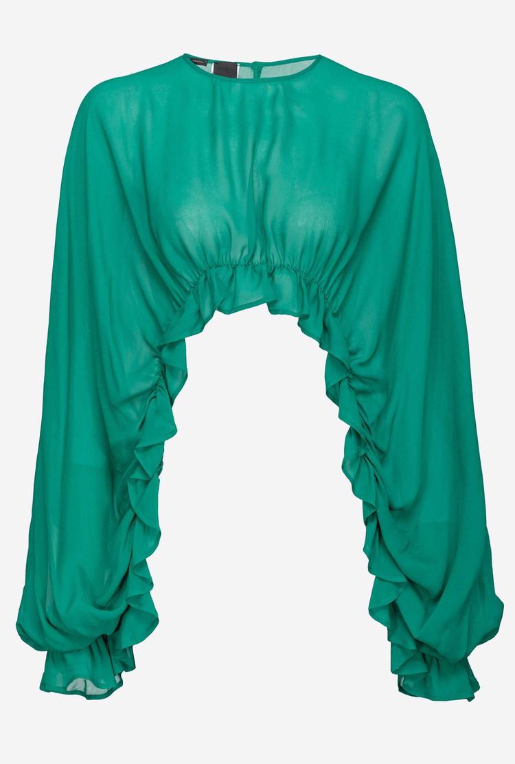 Women's Pinko Frills Jackets Turquoise | Canada-16390729