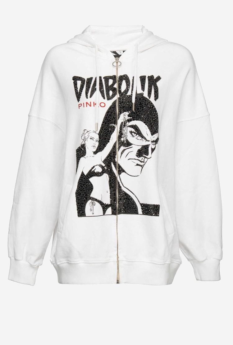 Women's Pinko Full-zip Diabolik Sweatshirt White | Canada-43218579