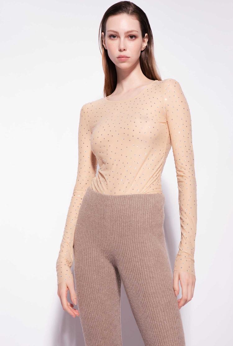 Women's Pinko Fully Rhinestoned Lingerie Beige | Canada-90465719
