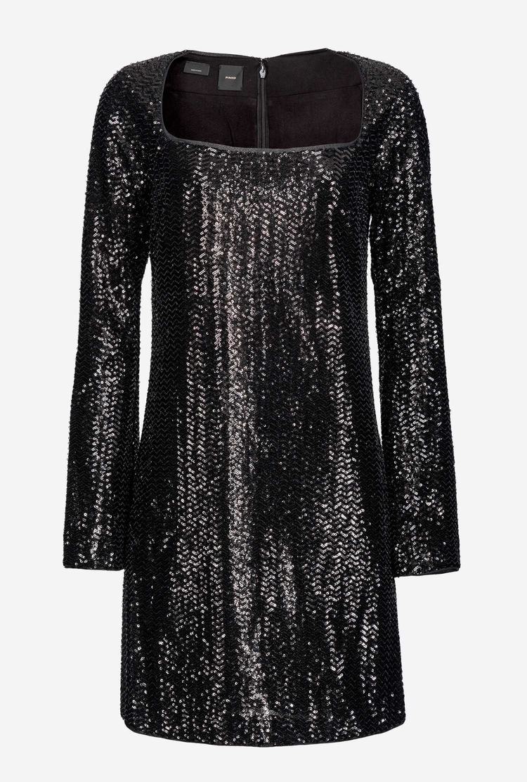 Women's Pinko Fully Sequinned Dress Black | Canada-46528079