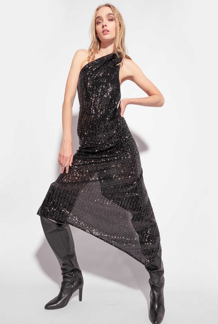 Women's Pinko Fully Sequinned Dress Black | Canada-63859079