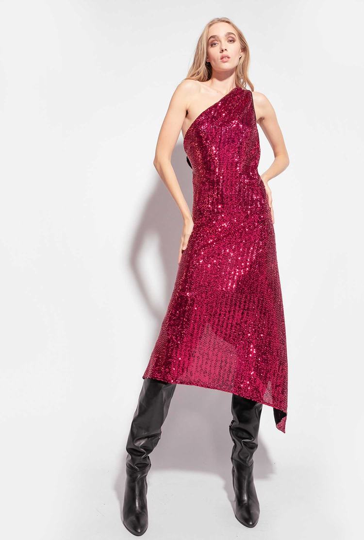 Women's Pinko Fully Sequinned Dress Burgundy | Canada-95748029