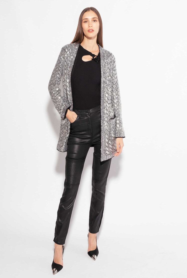 Women's Pinko Fully Sequinned Jackets Metal Silver | Canada-39562109