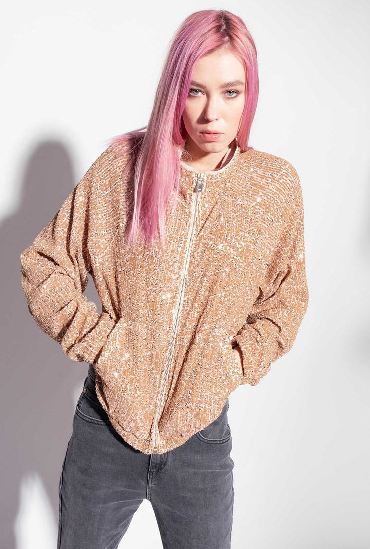 Women's Pinko Fully Sequinned Jackets Rose Gold | Canada-42590679