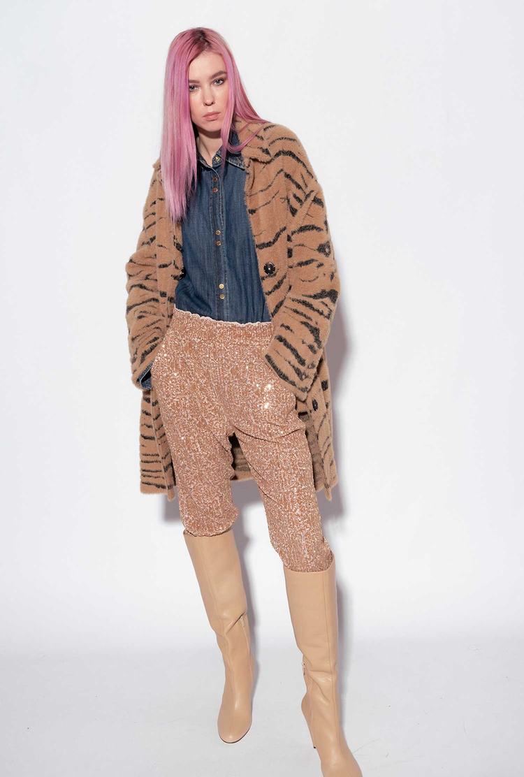 Women's Pinko Fully Sequinned Pants Rose Gold | Canada-09178549