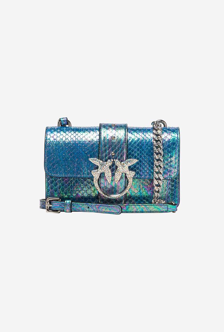 Women's Pinko Galleria Laminated Reptile Mini Love Bag One Crossbody Bags Pink/Green/Purple | Canada-74862939