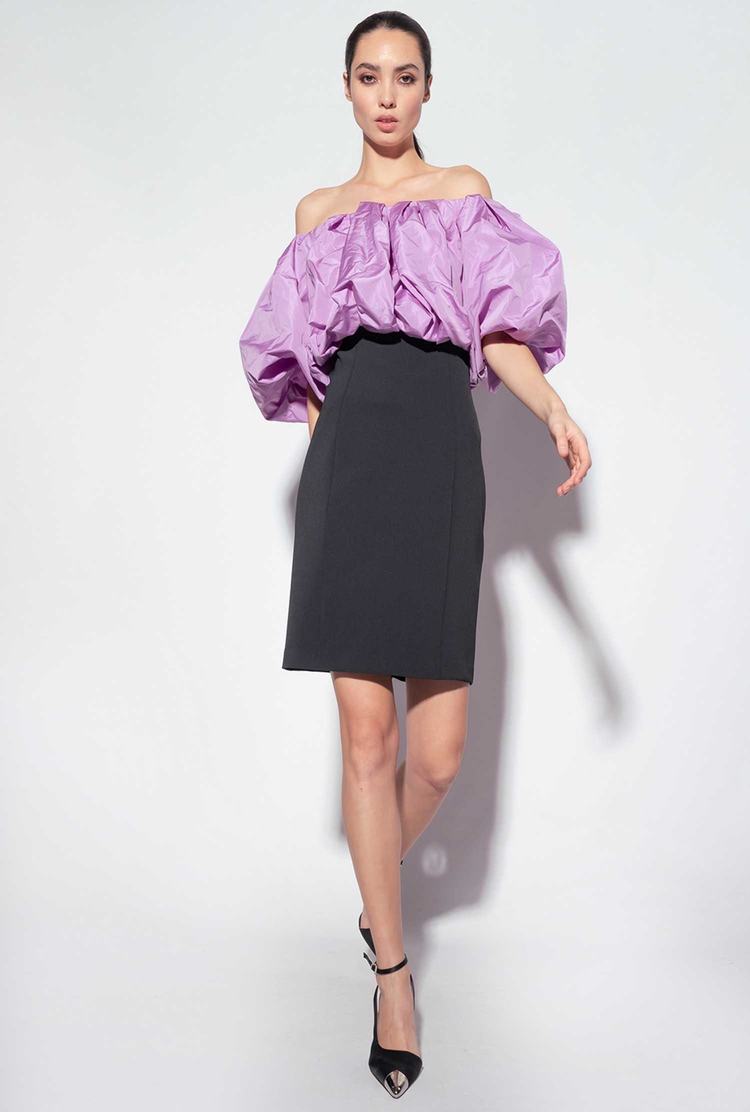 Women's Pinko Galleria Taffeta Mini Dress Black | Canada-23704659