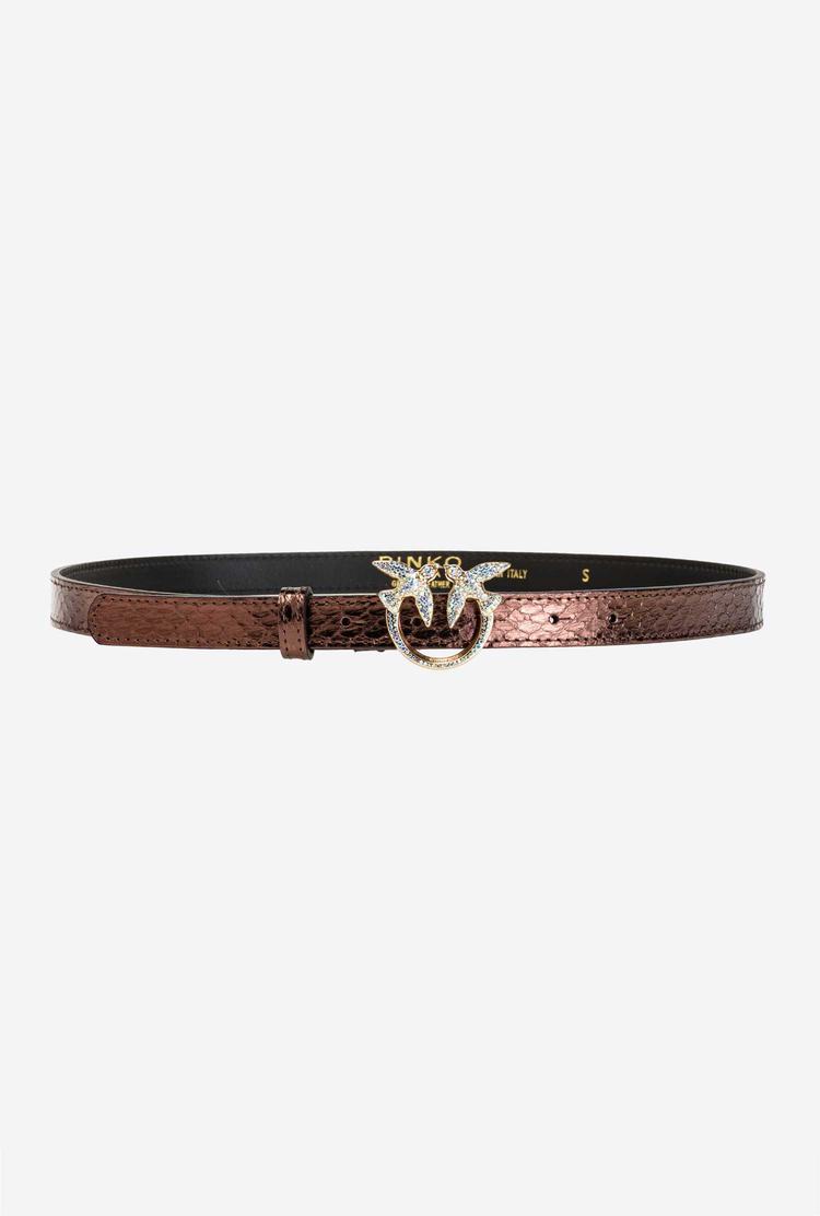 Women's Pinko Galleria Thin Laminated Reptile Skin Belts Purple Gold | Canada-13987069