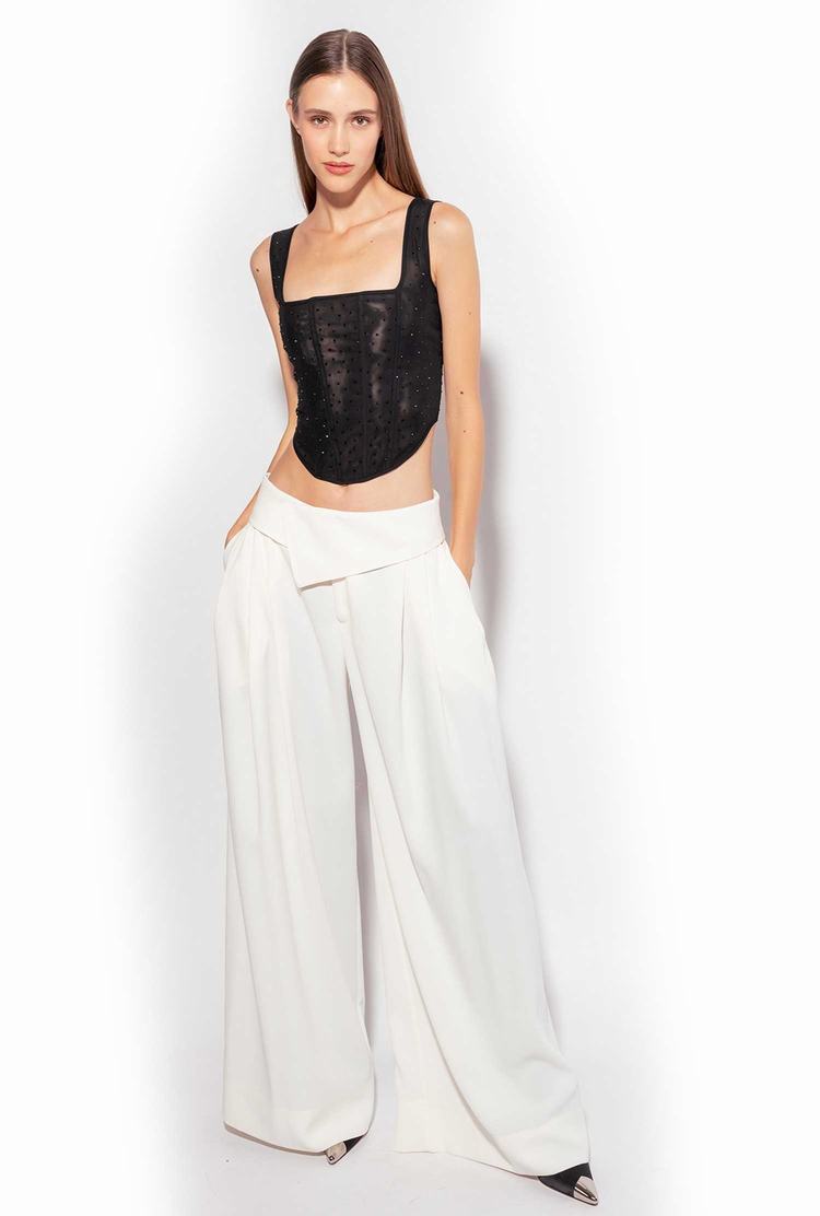Women's Pinko Galleria Wide-leg Pants White | Canada-26791549