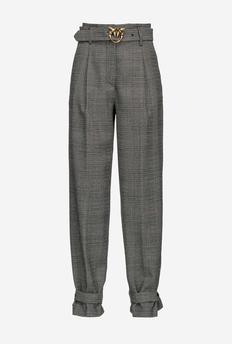 Women's Pinko Glen Plaid Pants Black/Grey | Canada-60384719
