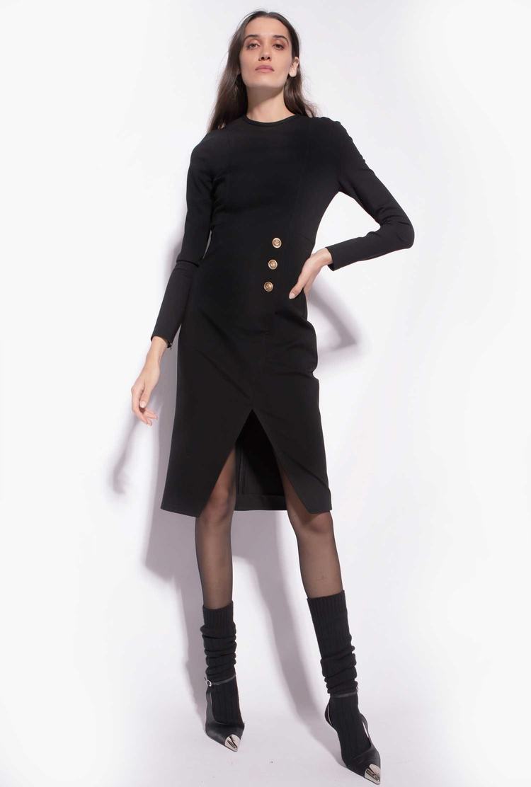 Women's Pinko Golden Buttons Dress Black | Canada-19586329