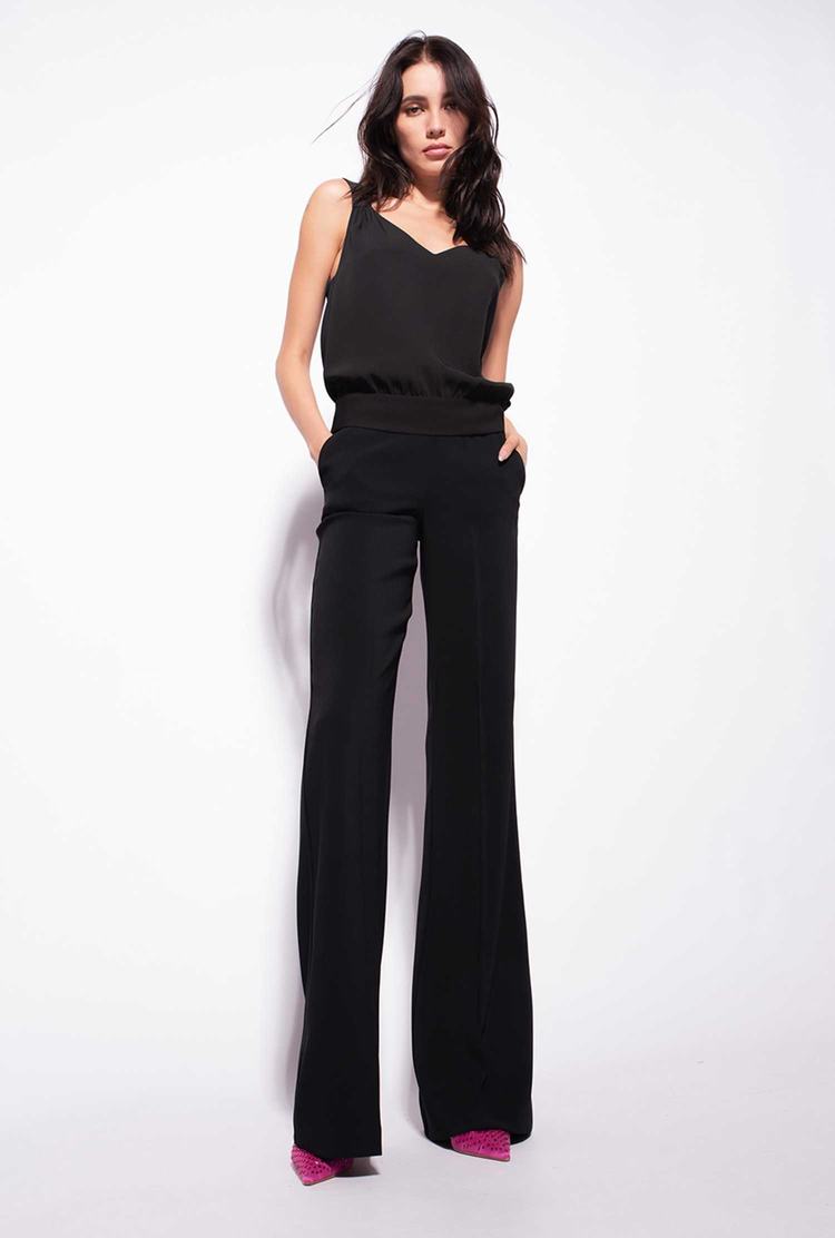 Women's Pinko Golden Buttons Pants Black | Canada-63045289