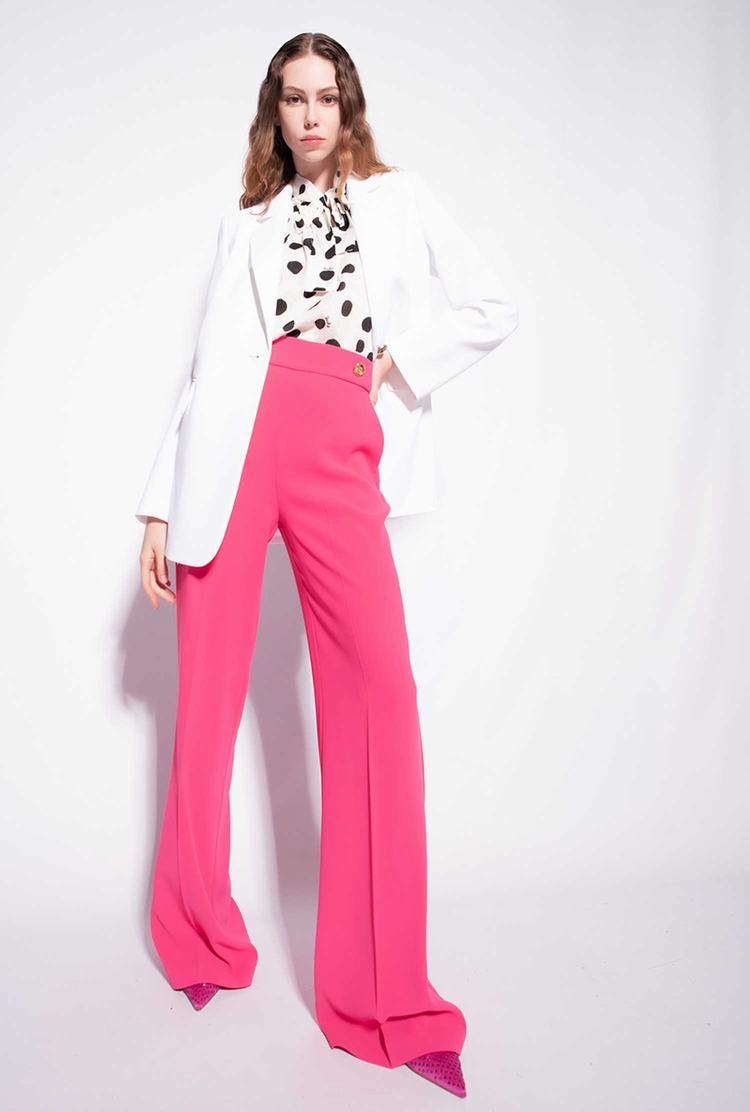 Women's Pinko Golden Buttons Pants Red | Canada-28154969