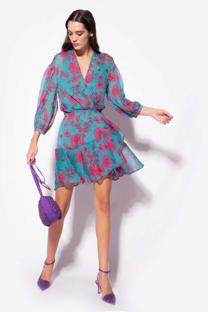 Women's Pinko Graphic Floral Mini Dress Green/Fuchsia | Canada-17283649