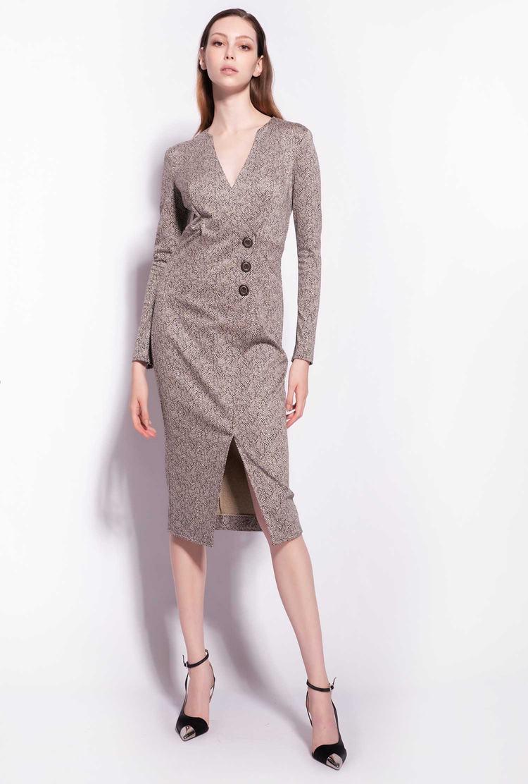 Women's Pinko Herringbone Dress Multicolor Beige/Brown | Canada-62059749