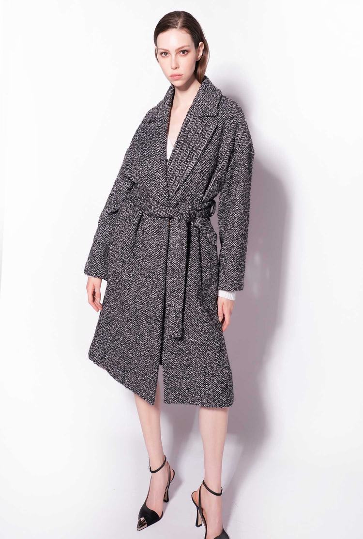 Women's Pinko Herringbone Wraparound Coats Black/Grey | Canada-10859749
